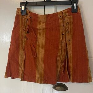 brown and rust red free people skirt